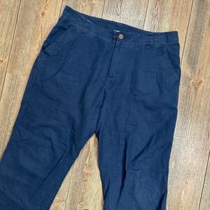 Columbia Sportswear Navy Blue Linen Blend Roll-Up Pants Size 38x34